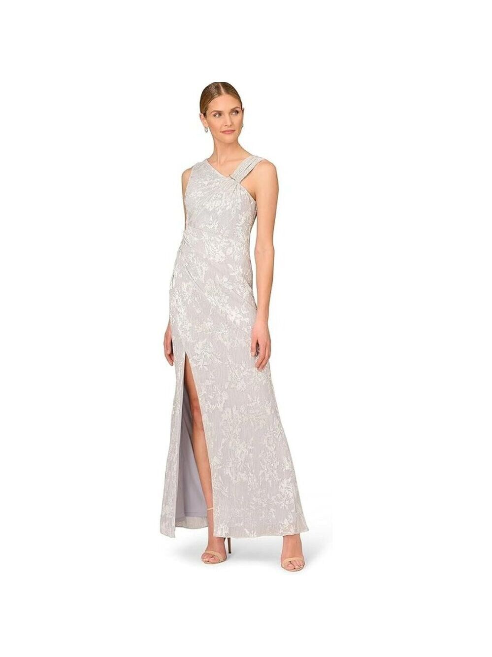 ✨✨Aidan Mattox Pleated Foil Mermaid Gown 2 NWT
